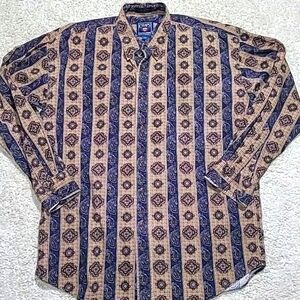 Vtg Ralph Lauren CHAPS Long Sleeve Button Up Shirt Sz Medium